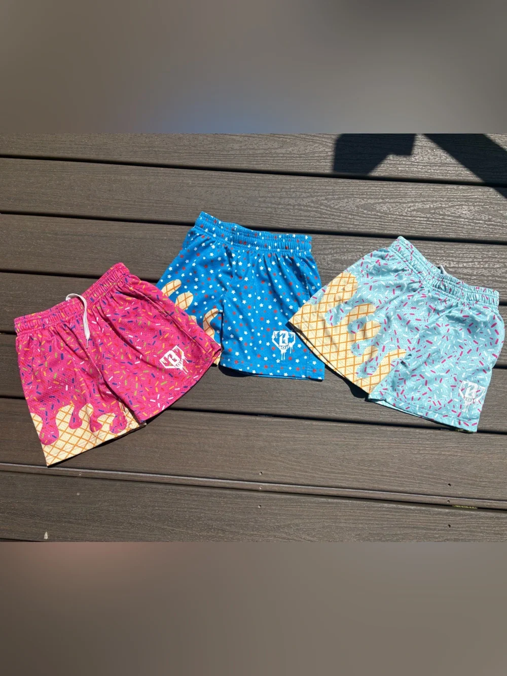 Baseball Lifestyle 101 Ice Cream Cone Shorts - Pink, Blue Star, baby blue YS - Picture 2 of 2
